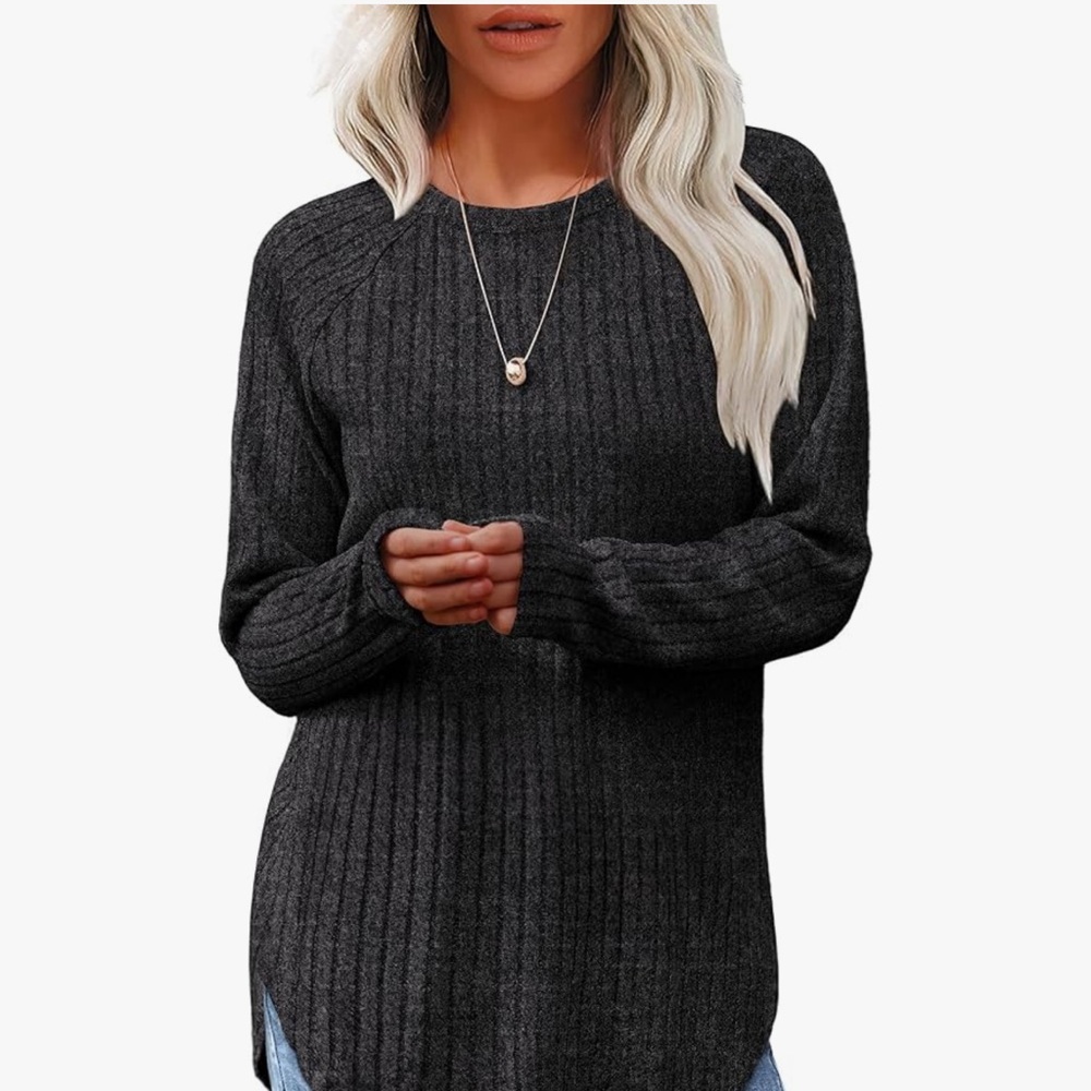 🩶 Women’s Dressy Crewneck Pullover Sweater, Curved Hem Sz XXL NEW
